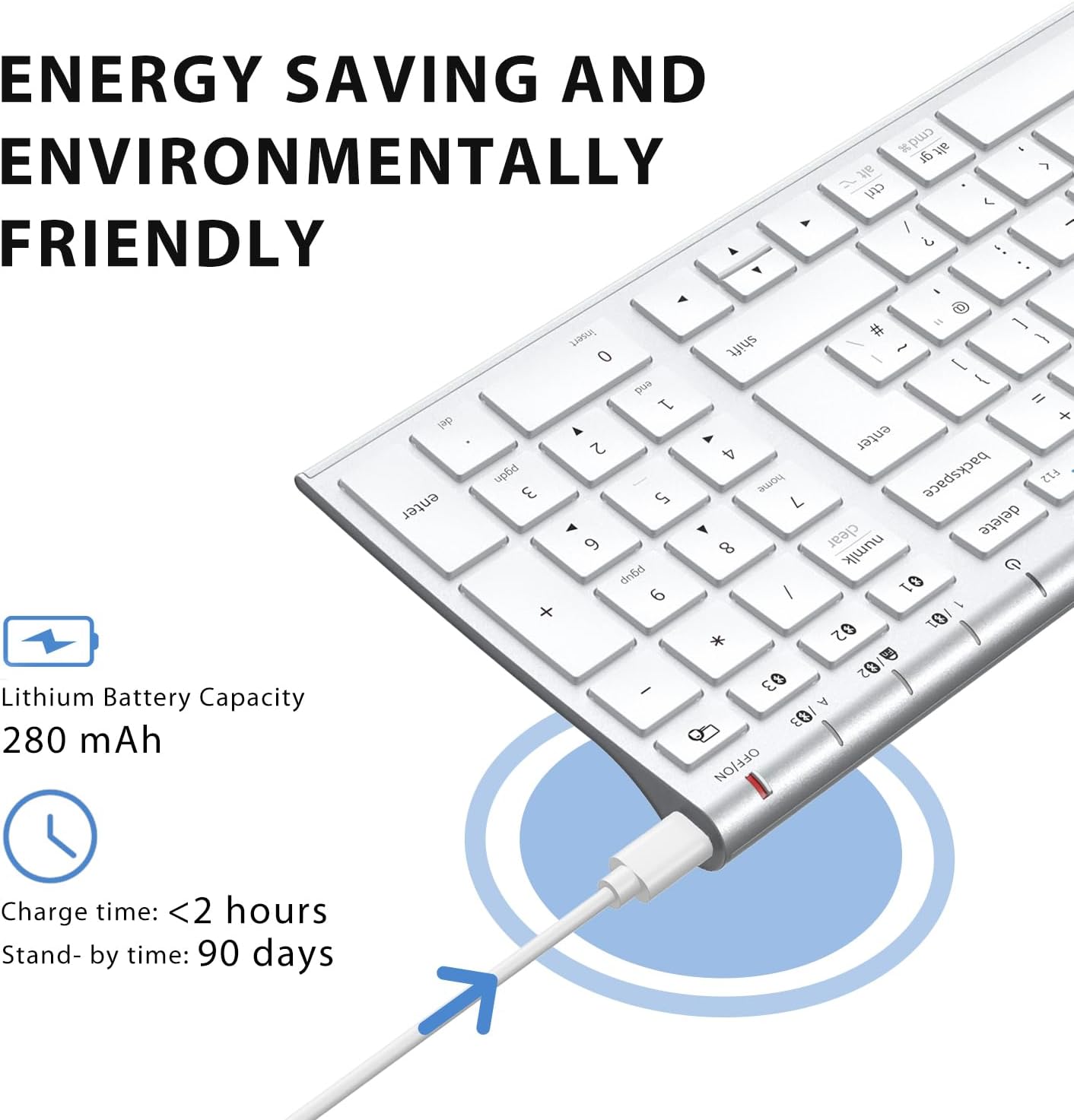 Thumbnail 1 de iClever Wireless Bluetooth Keyboard 45d