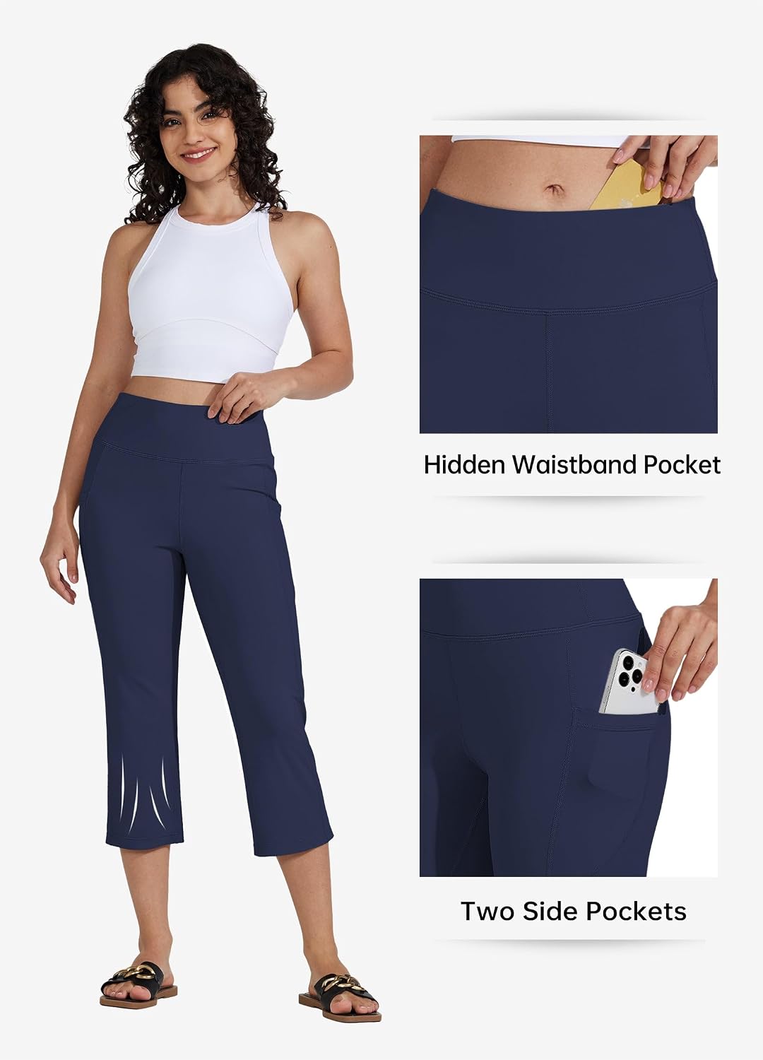 Thumbnail 3 de Willit Women’s High-Waist Yoga Capris (21" Inseam) Straight-Leg Workout Leggings with Pockets