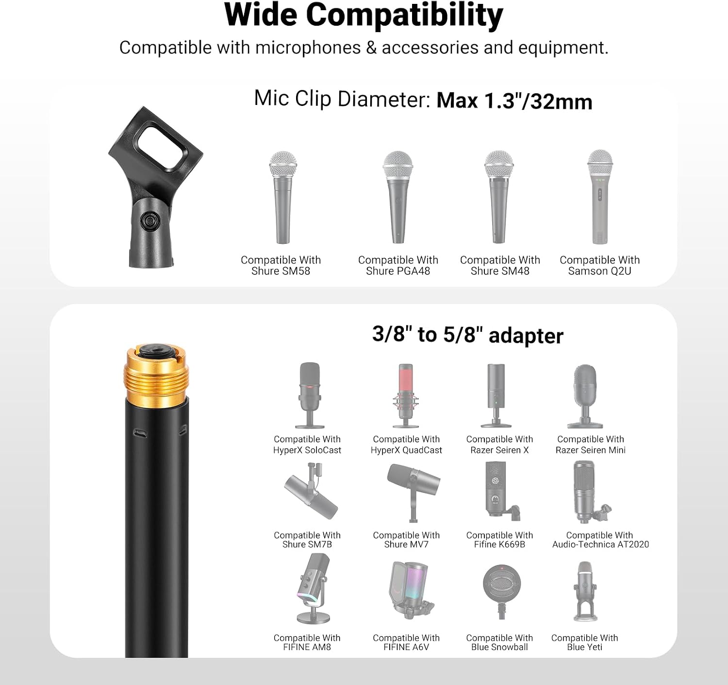 Thumbnail 4 de NEEWER MS015 Desk Microphone Stand, Adjustable Metal Tabletop Mount