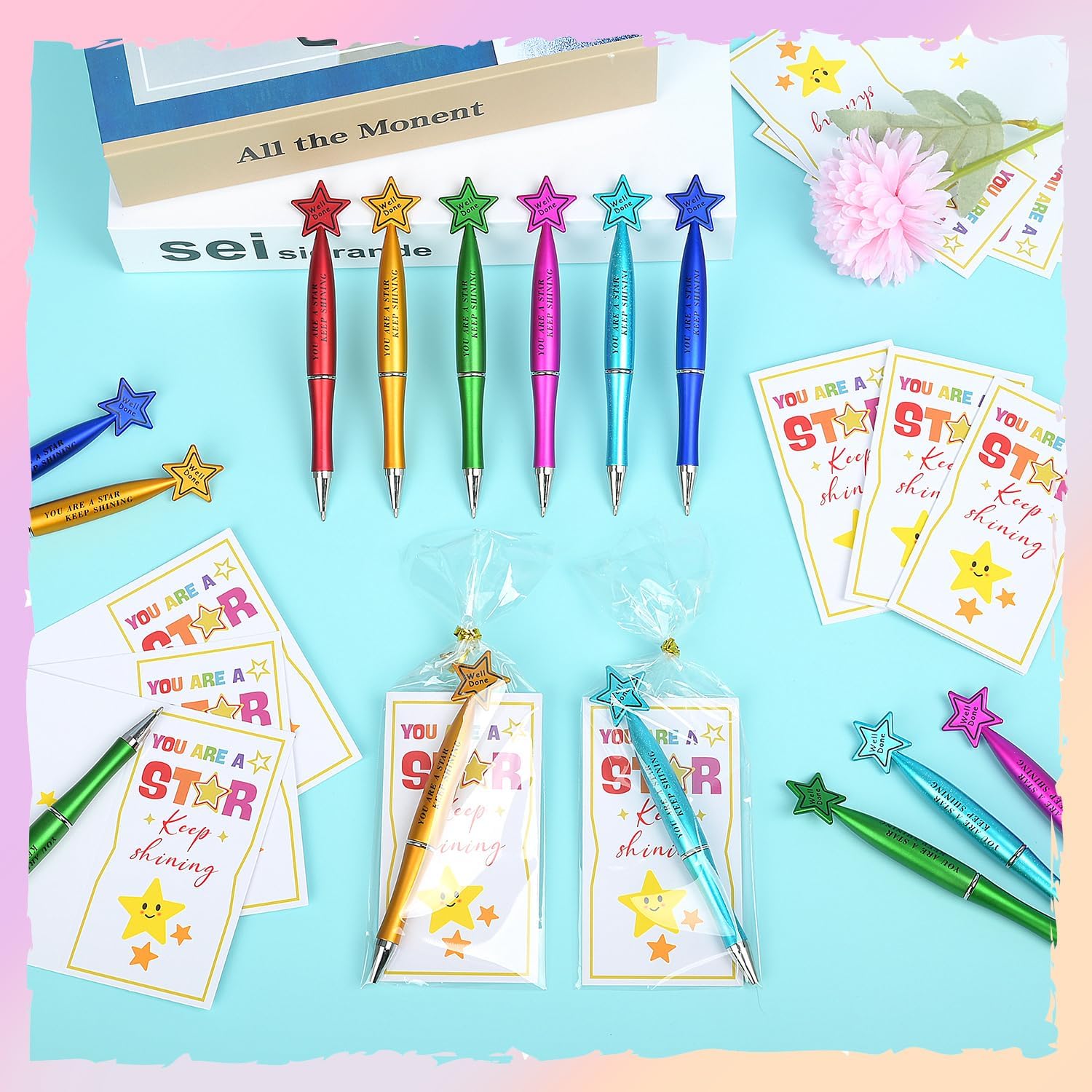 Detalle de iZoeL 30-Pack End of Term Gifts for Children – Motivational Pens, Cards and Gift Bags