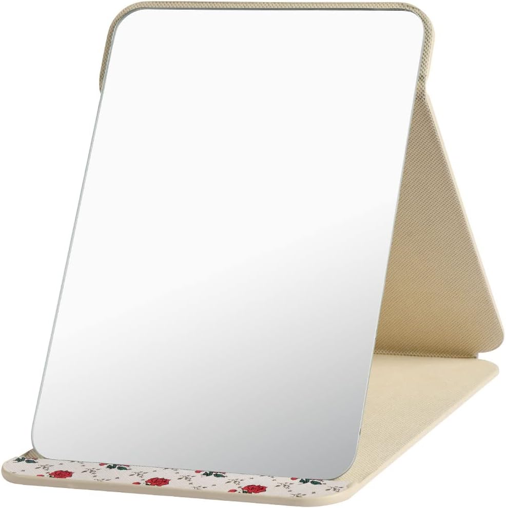 Detalle de OSDUE opvouwbare tafelspiegel 15,5 x 20,5 cm met PU-leer
