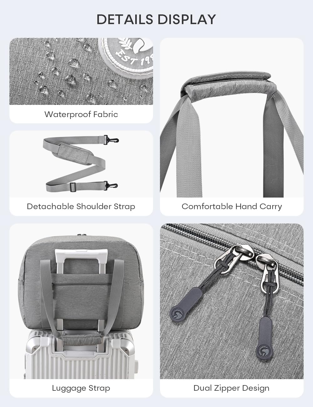 Detalle de BAGZY bagaglio a mano 40x30x20 Wizzair + borsone da viaggio 25L impermeabile, borsa ospedale e palestra