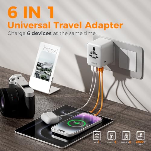 Thumbnail 3 de TESSAN Universal Travel Adapter 28W — 6-in-1 Worldwide Power Companion