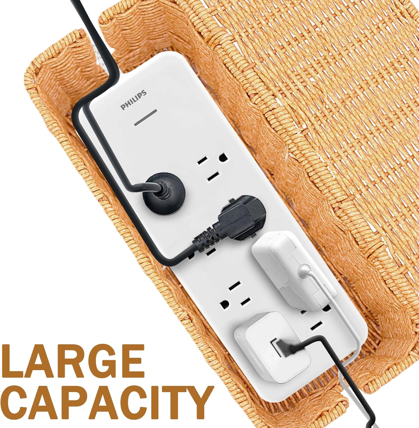 Thumbnail 3 de Cable Management Box, 2 Pack – Handmade Imitation Rattan Cable Tidy Box with Locked Cover