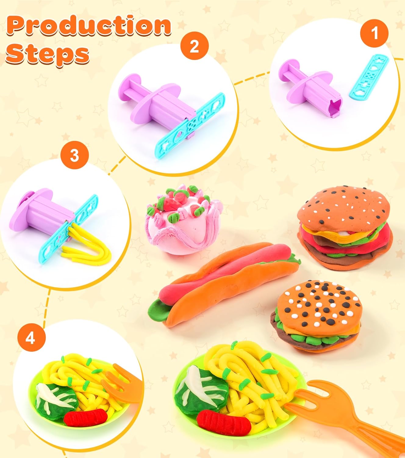 Thumbnail 4 de Ophy Knete Zubehör-Set mit 54 Teilen für Hamburger, Pizza, Eis & mehr (Knetwerkzeuge für Kinder)