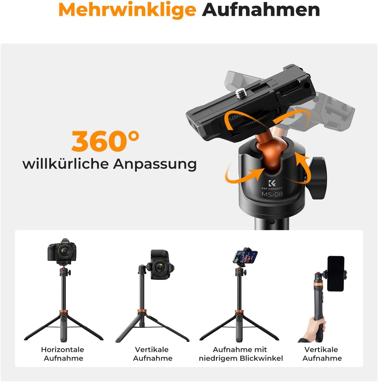 Thumbnail 4 de K&F CONCEPT MS08 Selfie Stick 158 cm
