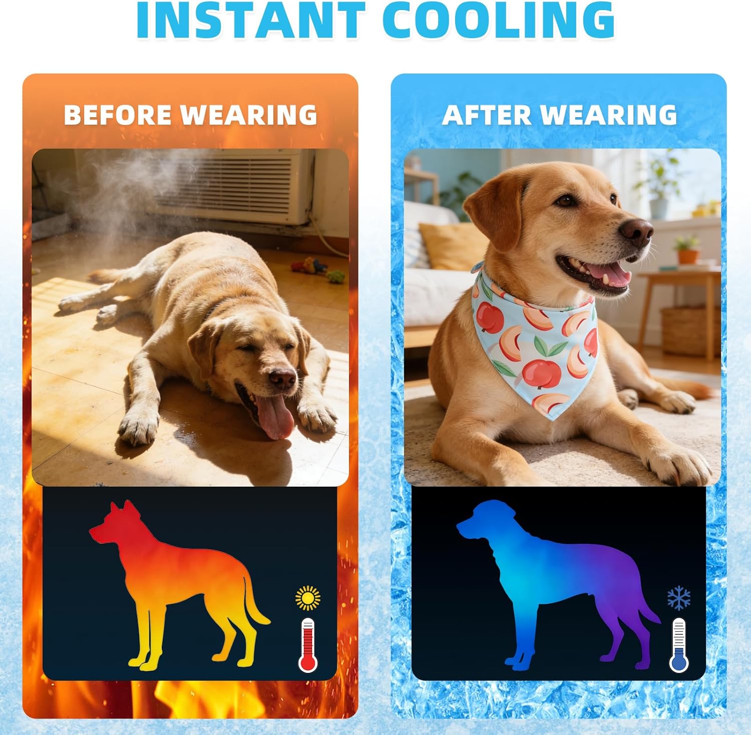 Detalle de KOOLTAIL Dog Cooling Bandana Set (4 Packs) – Instant Summer Relief for Pets