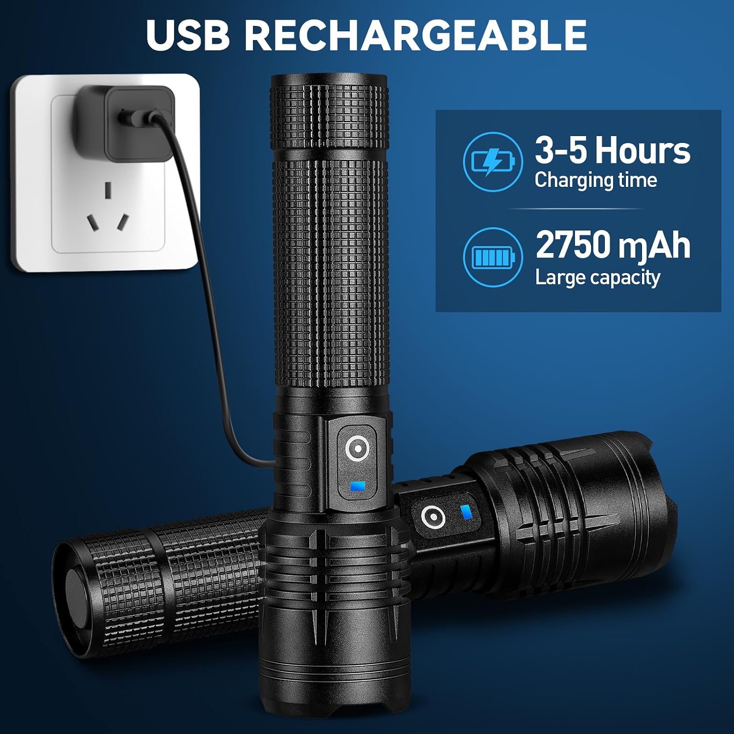 Detalle de Kmivo Flashlight 99,000 Lumens Rechargeable LED 🔦