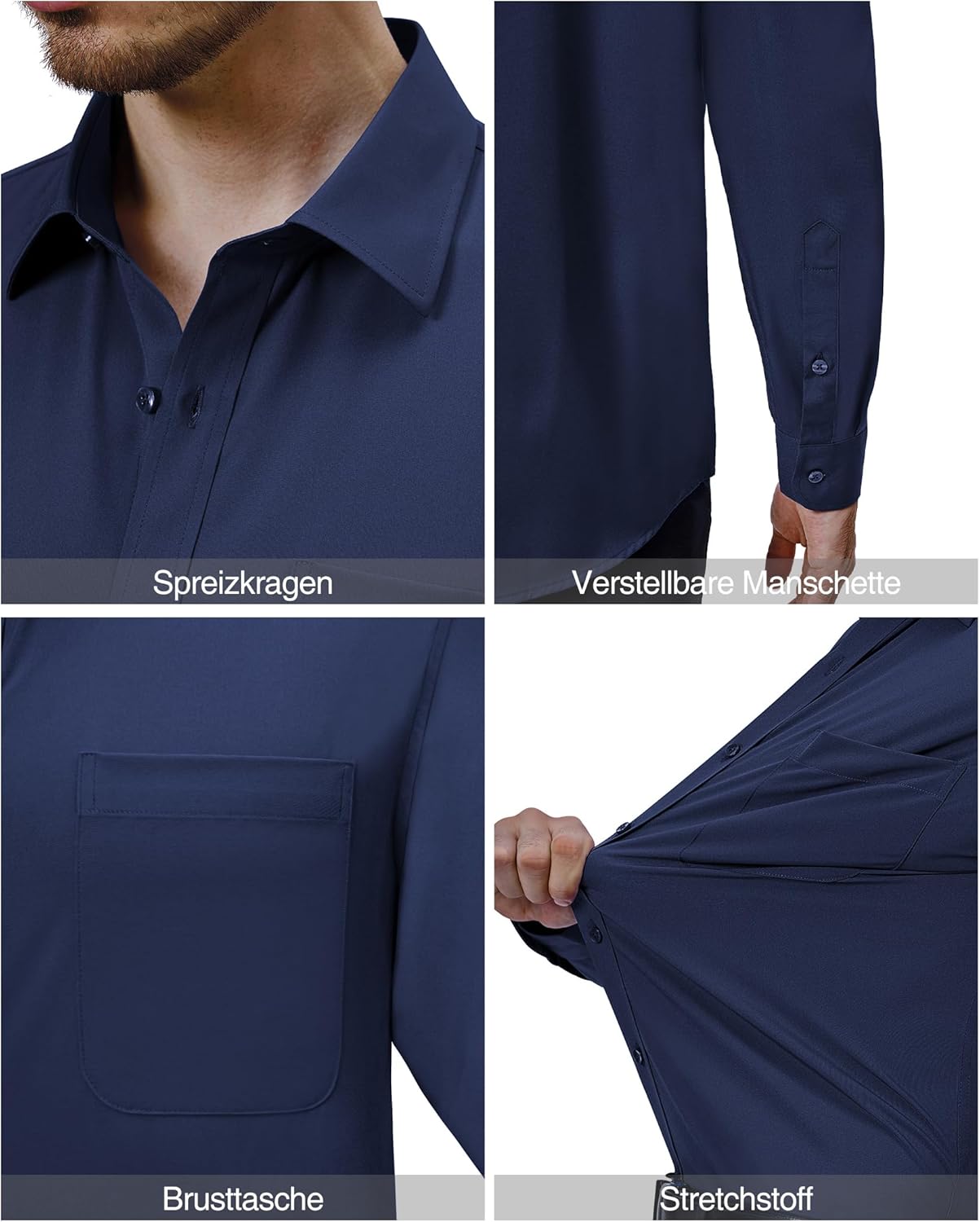 Thumbnail 3 de J.VER Hemd Herren Langarm Businesshemden aus Tencel-Elastan – Regular Fit, bügelleicht & knitterarm