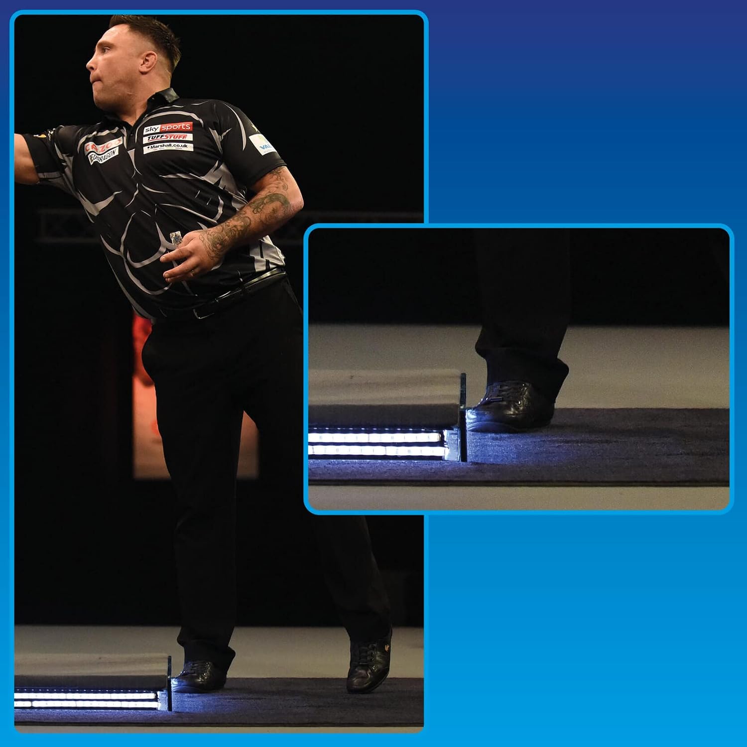 Detalle de RED DRAGON Darts Mat with Oche Line – Official Tournament Measurements