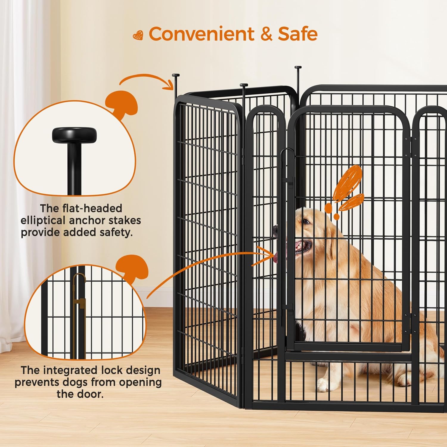 Detalle 2 de Yaheetech Dog Pen 100cm 6-panel playpen for dogs