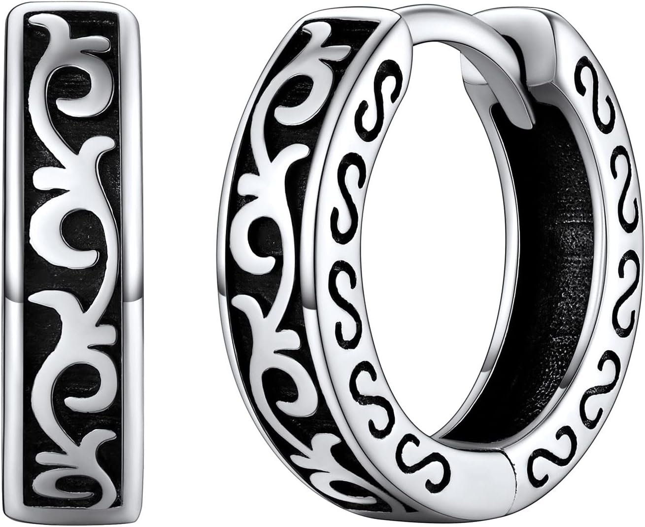 Detalle de FaithHeart Sterling Silver Celtic Knot Hinged Hoop Earrings (Unisex) with Gift Box