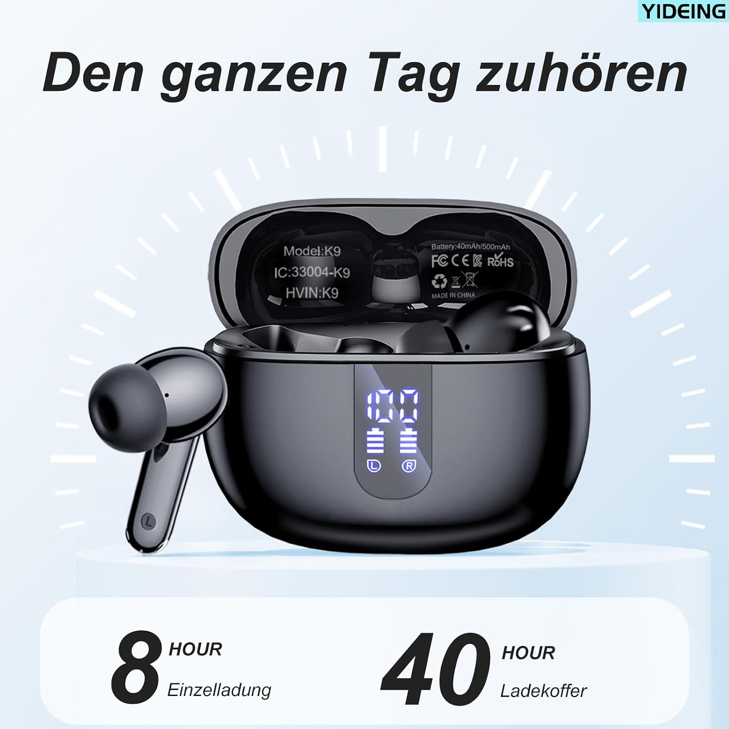 Detalle de yideing K9 Écouteurs Bluetooth 5.3 40h