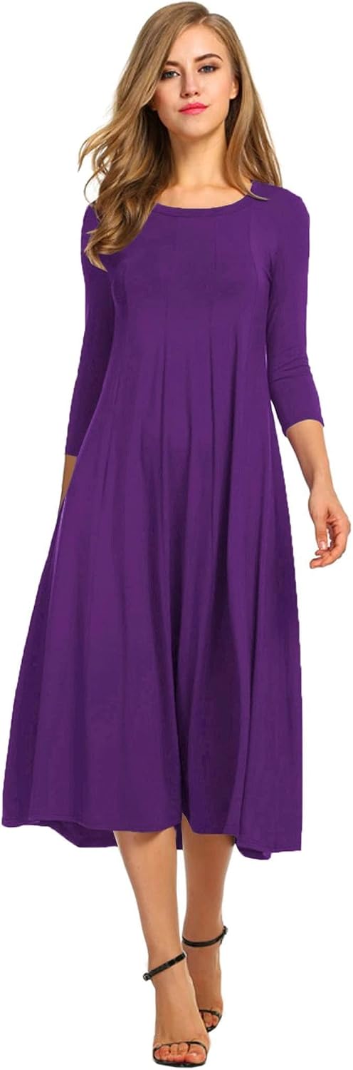 Detalle de HOTOUCH Women’s 3/4 Sleeve A-line & Flare Midi Dress