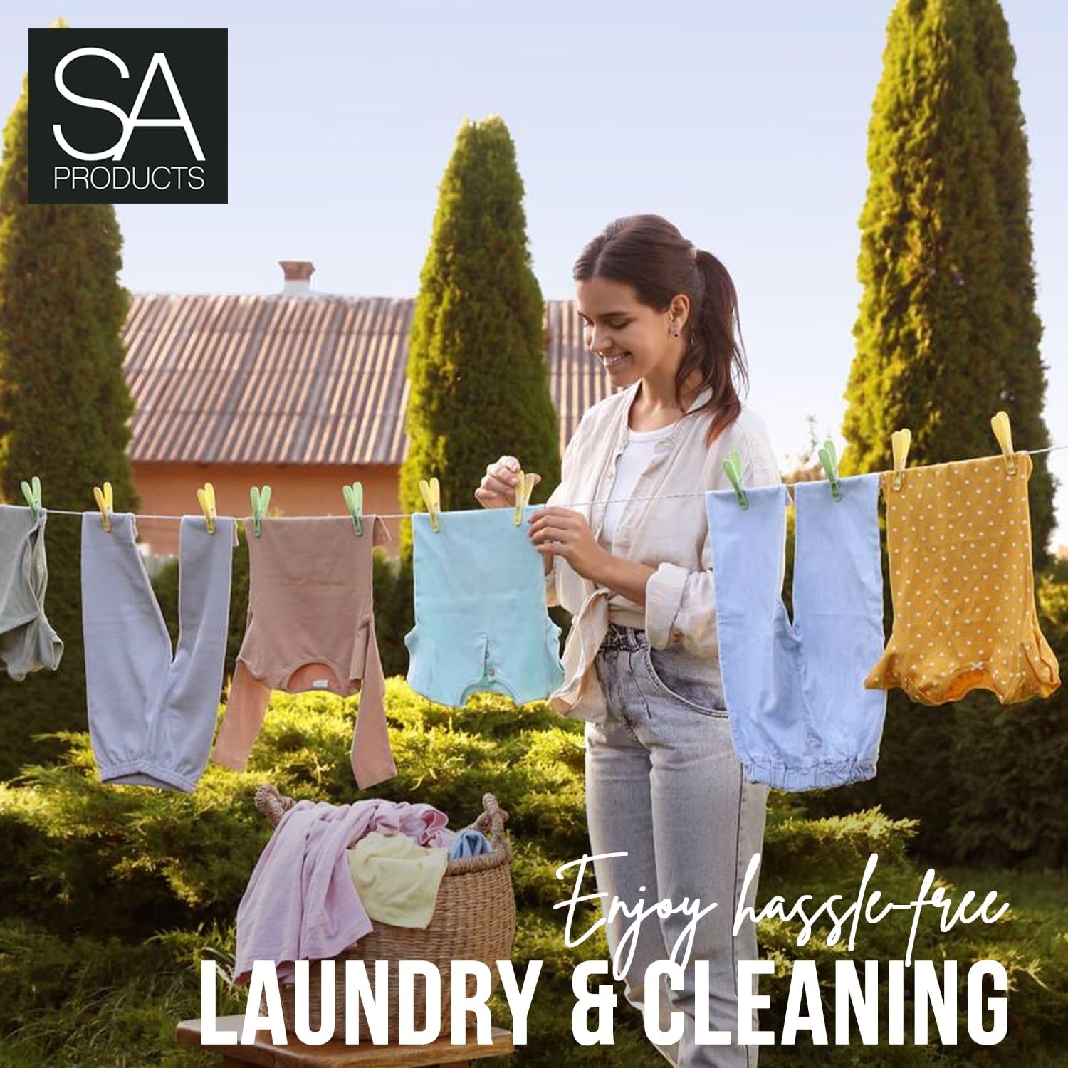 Thumbnail 6 de SA Products wall-mounted twin retractable washing line (2x15m, up to 30m extended) – black