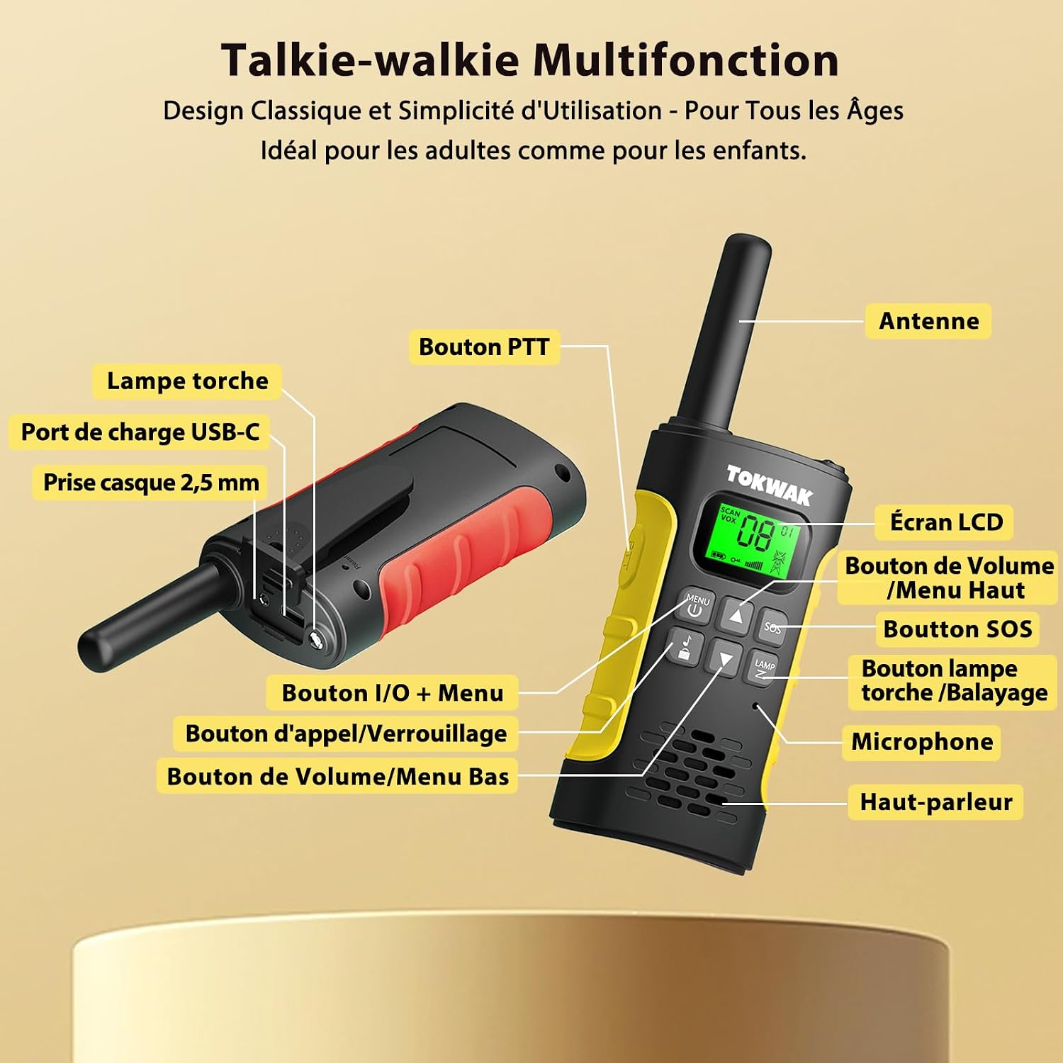 Detalle 2 de Tokwak Talkie Walkie 3 km rechargeable