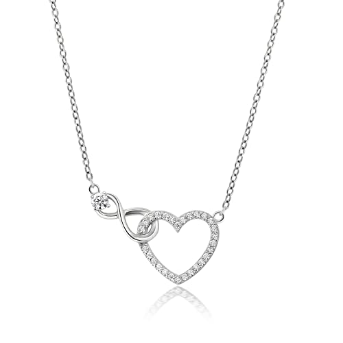 Detalle de Meissa Collar Plata Mujer Infinito Corazón: gargantilla 925 con circonitas