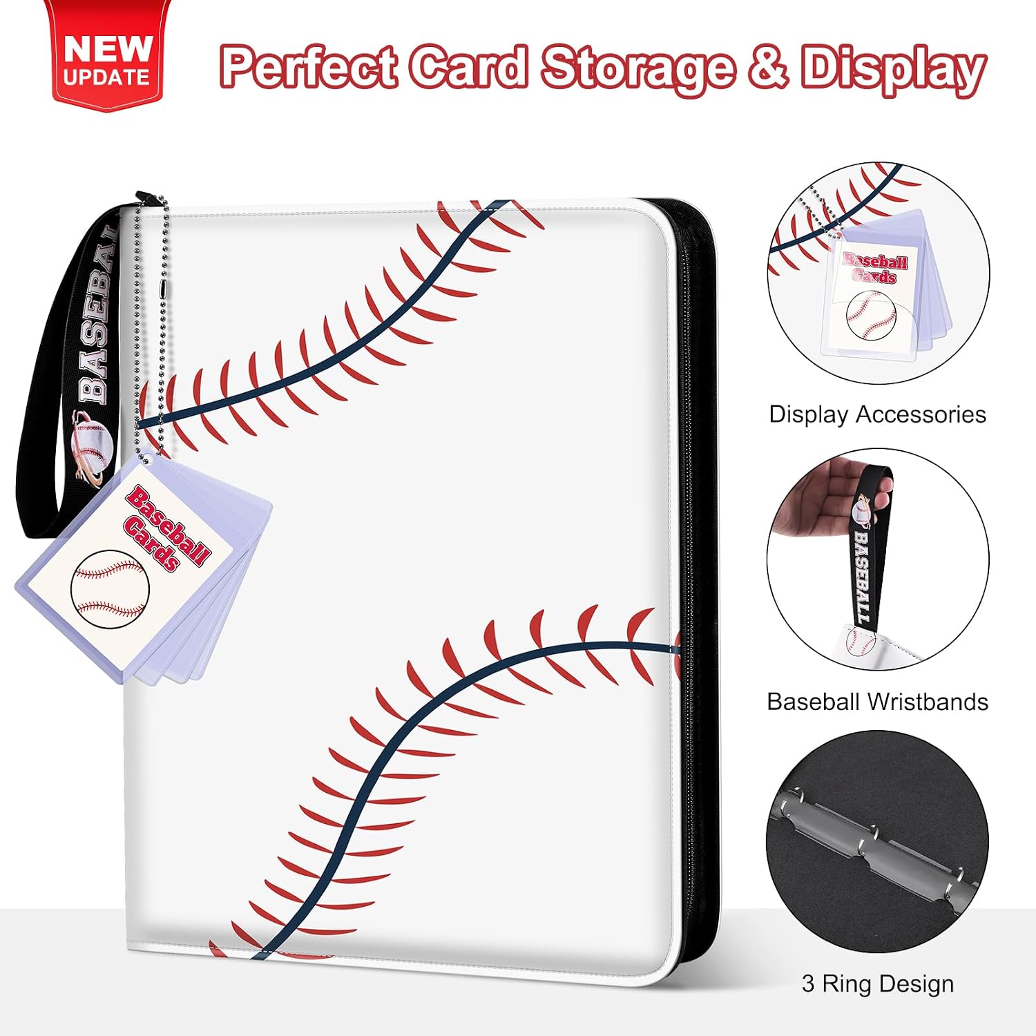 Thumbnail 1 de Mlikero Baseball Card Binder 720-Pocket (PU Leather Exterior) with Display Design and Wristband