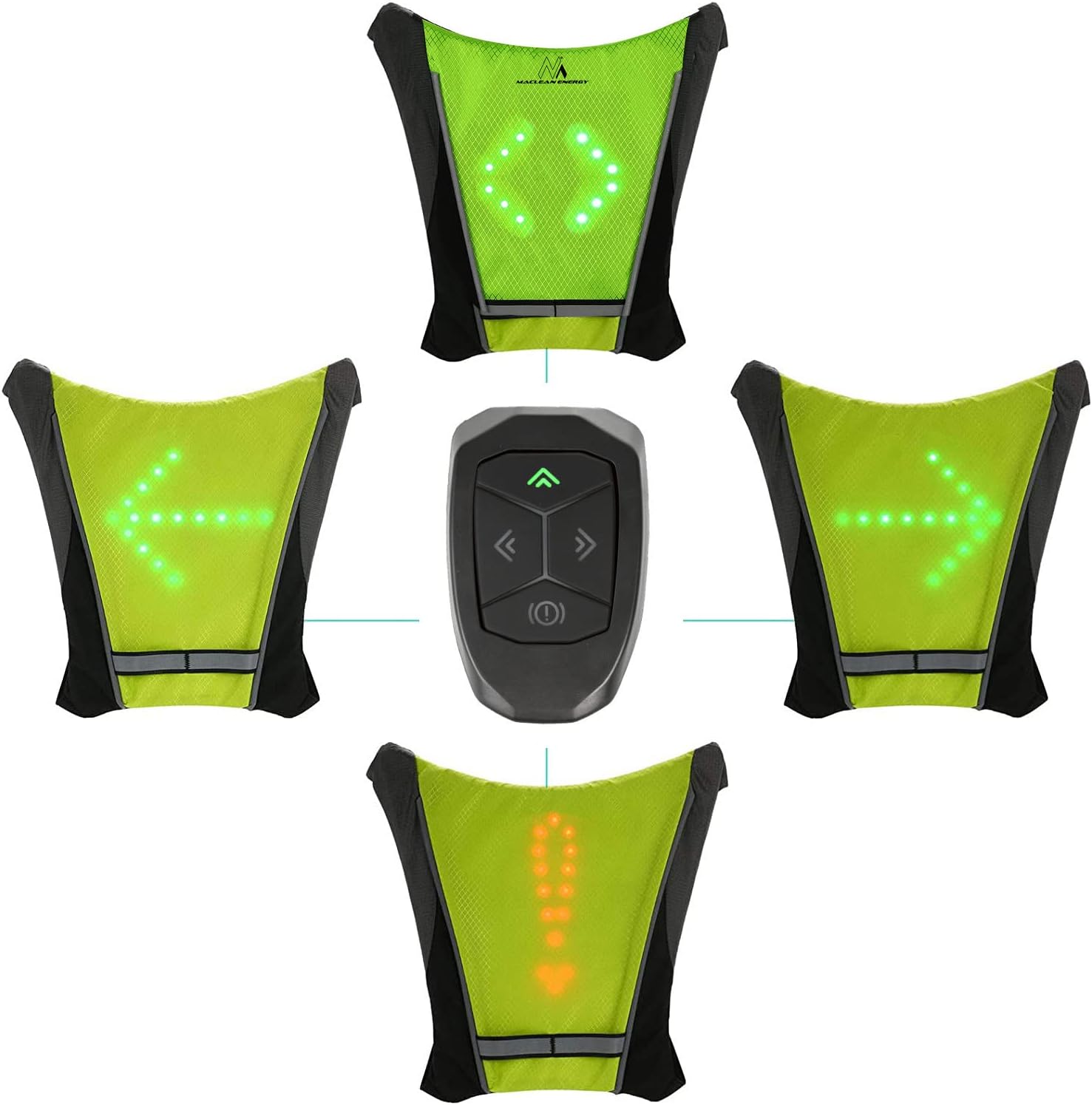 Thumbnail 2 de Maclean LED Safety Vest with Direction Indicators, Wireless Remote and USB Charging
