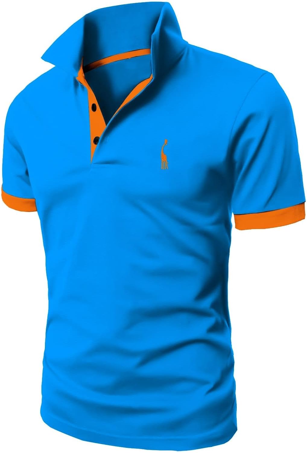 Detalle de GLESTORE Poloshirt Herren – Hemdkragen, kurzarm, Giraffenstickerei, vielseitiges Sommer-T-Shirt