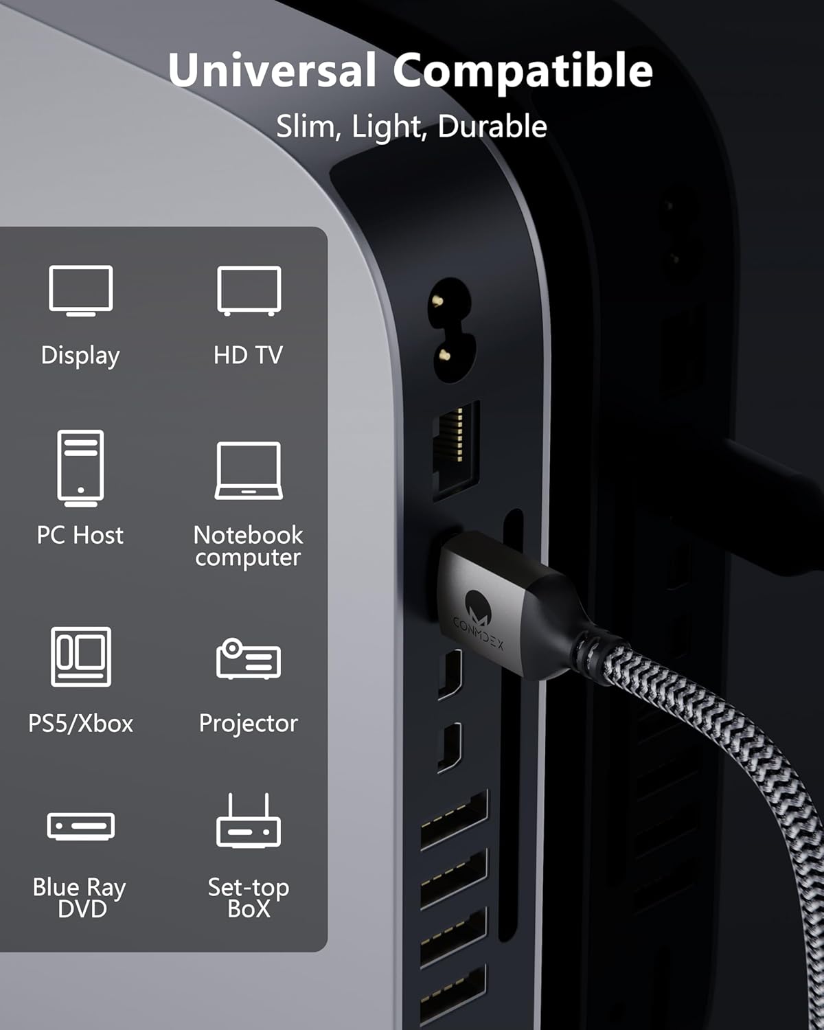 Thumbnail 5 de CONMDEX 16K HDMI 2.2 Cable (3.3ft) — 8K@120Hz, 4K@240Hz, eARC, HDR & VRR Support