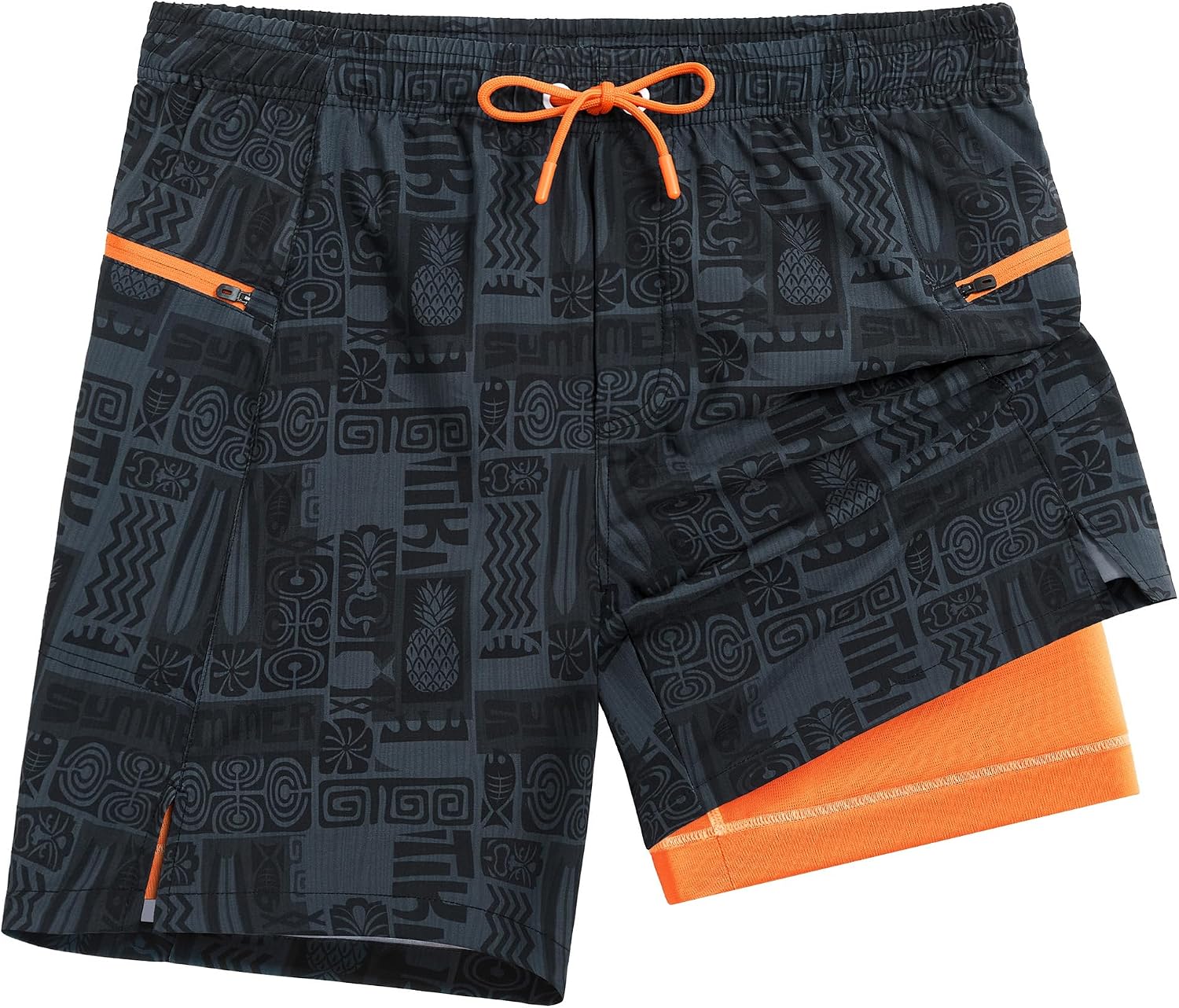 Detalle de APTRO 2-in-1 Men's Swim Trunks, 7-Inch Inseam, Quick-Dry with Zipper Pockets