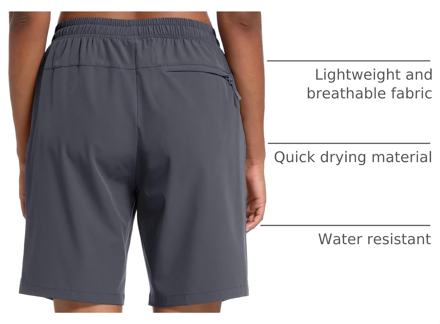 Detalle de MAGCOMSEN Women's Hiking Shorts: Lightweight, Quick-Dry with 3 Zipper Pockets