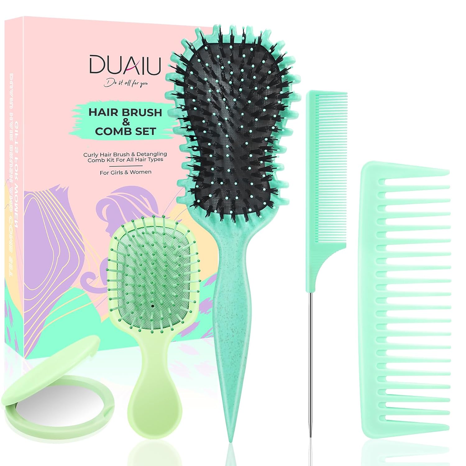 Detalle de DUAIU 5-teiliges Haarbürste Set für Locken 🪮