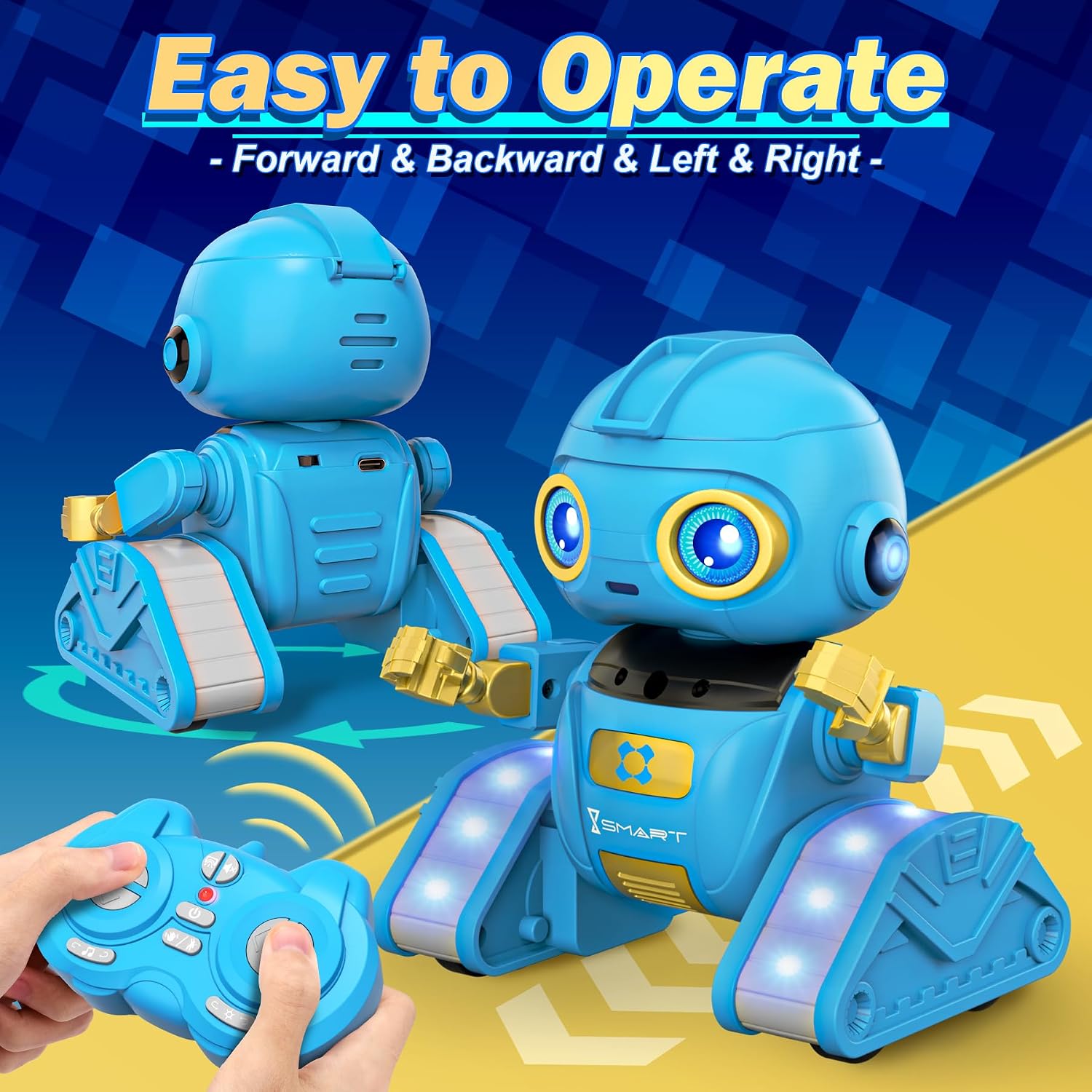 Detalle de Ophy Roboter Kinder Spielzeug – wiederaufladbar, Projektion und Gestensteuerung (Blau, ab 6 Jahren)