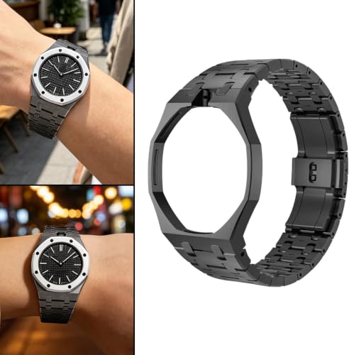 Thumbnail 6 de Kit de modification pour montre en acier inoxydable avec bracelet et boîtier compatibles S-Watch X AP Royal Pop – version 3H Black Metal