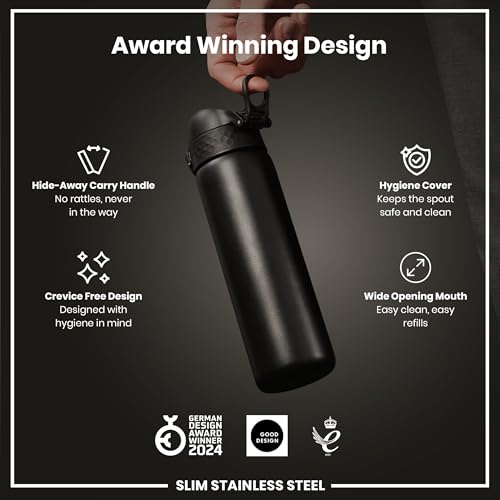 Detalle de Ion8 Lightweight Steel Water Bottle 600 ml/20 oz – Non-Insulated, Leak-Proof, Dishwasher Safe