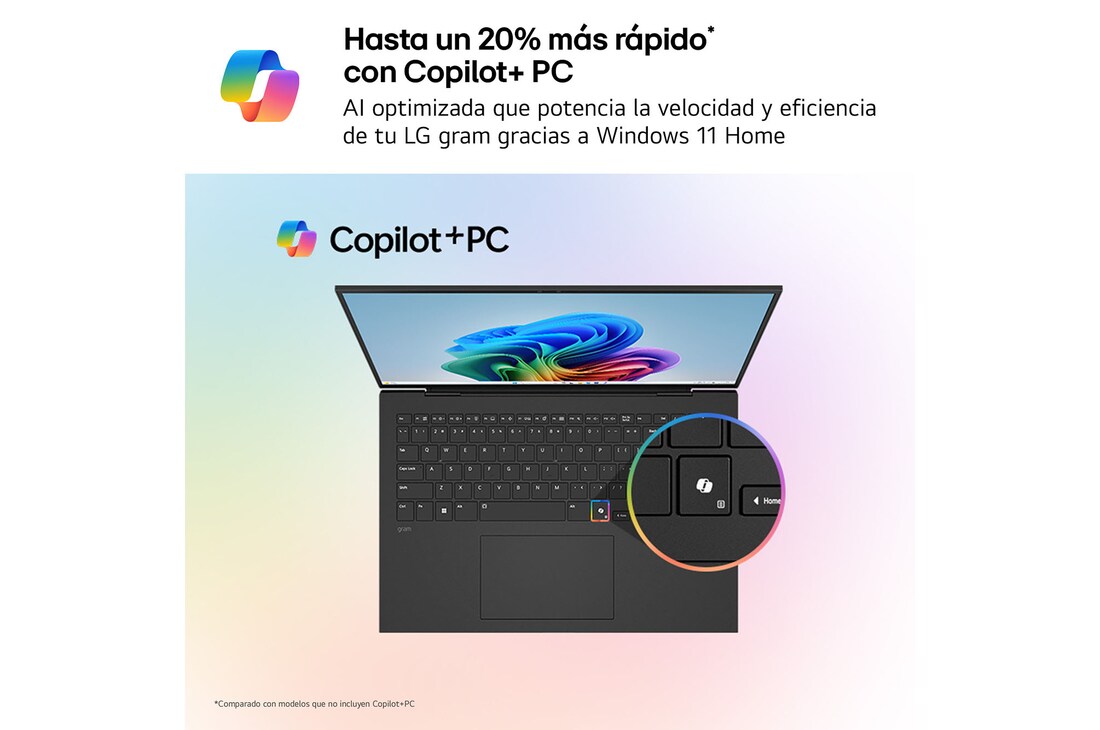 Detalle de LG gram PRO 16Z90U: Portátil 16" OLED con 32 GB RAM, 1 TB SSD y gráfica integrada Arc para productividad avanzada