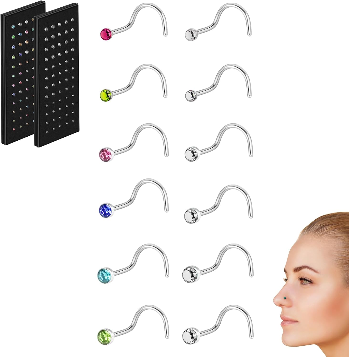 Thumbnail 2 de Aucuu 120Pcs Piercing Nariz Titanio 316L