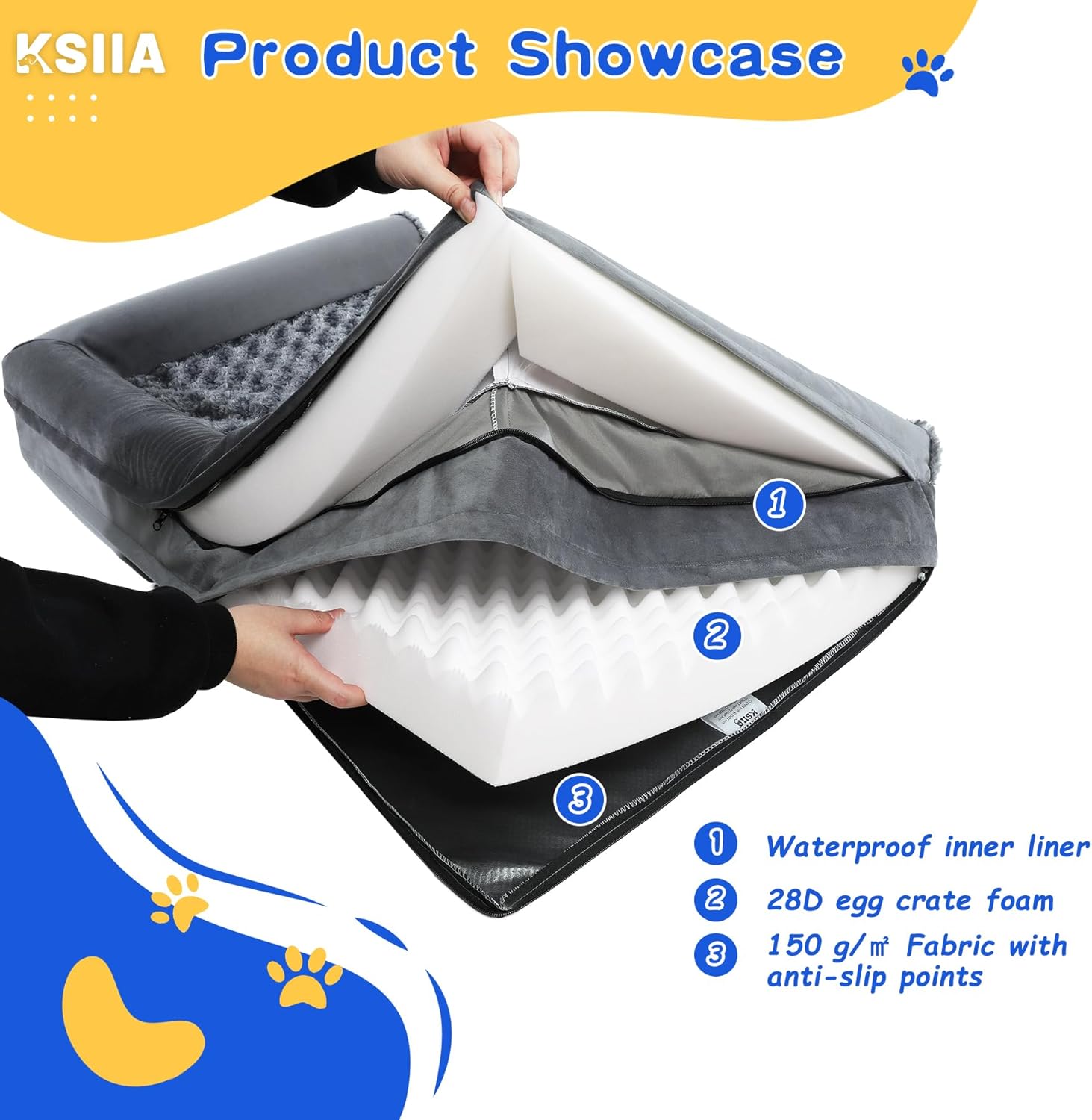 Thumbnail 3 de KSIIA XL Orthopaedic Dog Bed 111x81x18cm