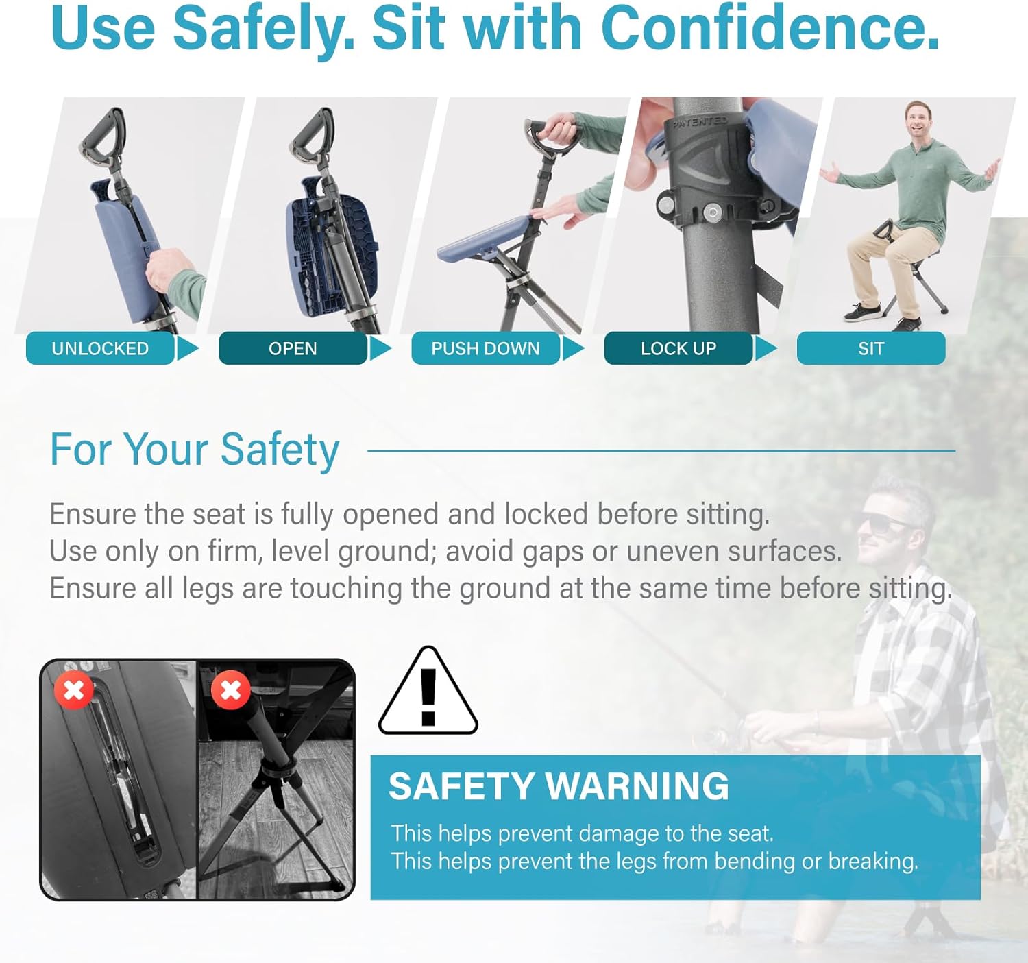 Thumbnail 4 de STEP2GOLD Ta-Da Chair Series 2 PRO Portable Trekking Hiking Pole (Folding Walking Stick with Seat)