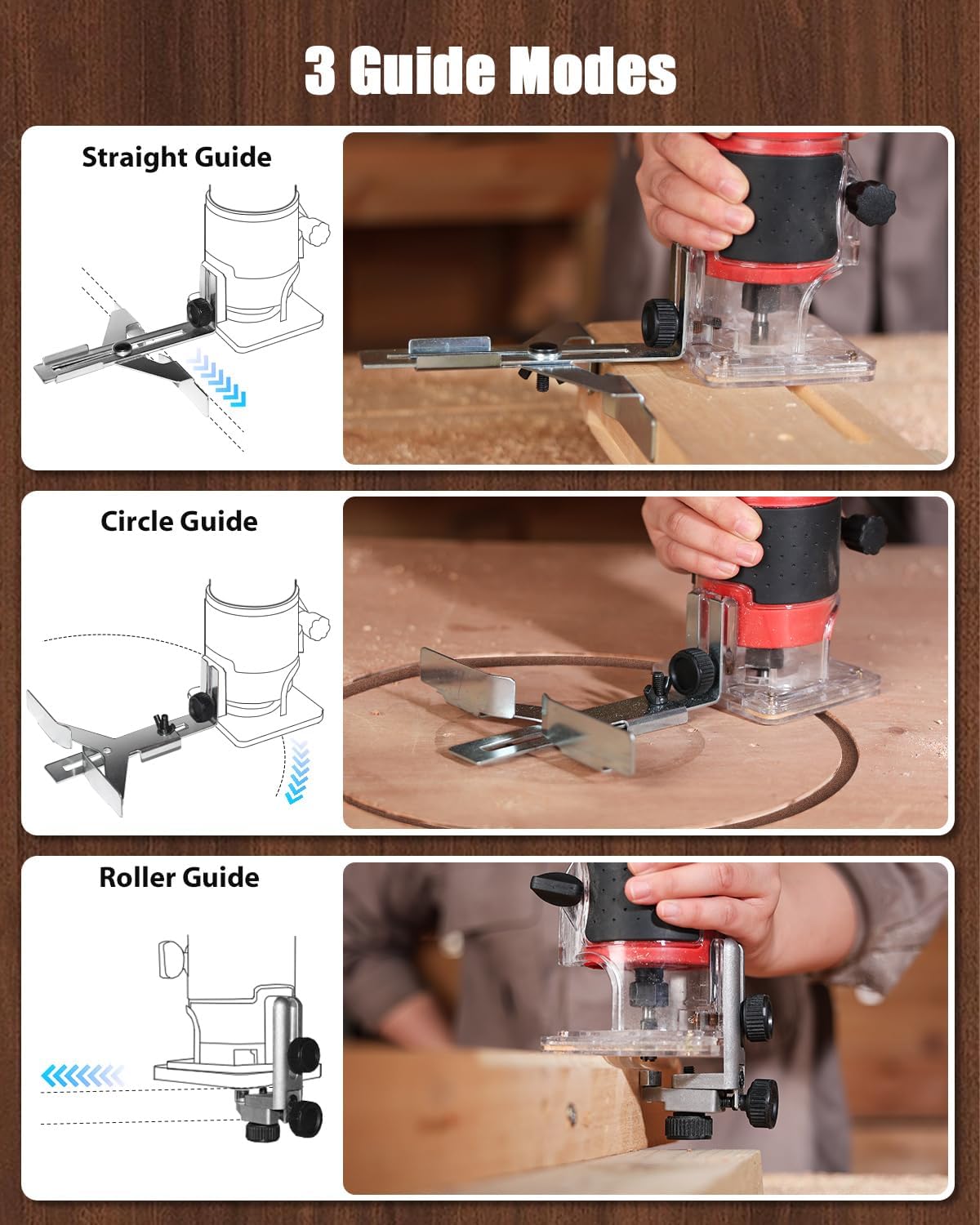 Detalle 2 de AVID POWER 630W Compact Wood Router, 35,000 RPM, 1/4" Collet