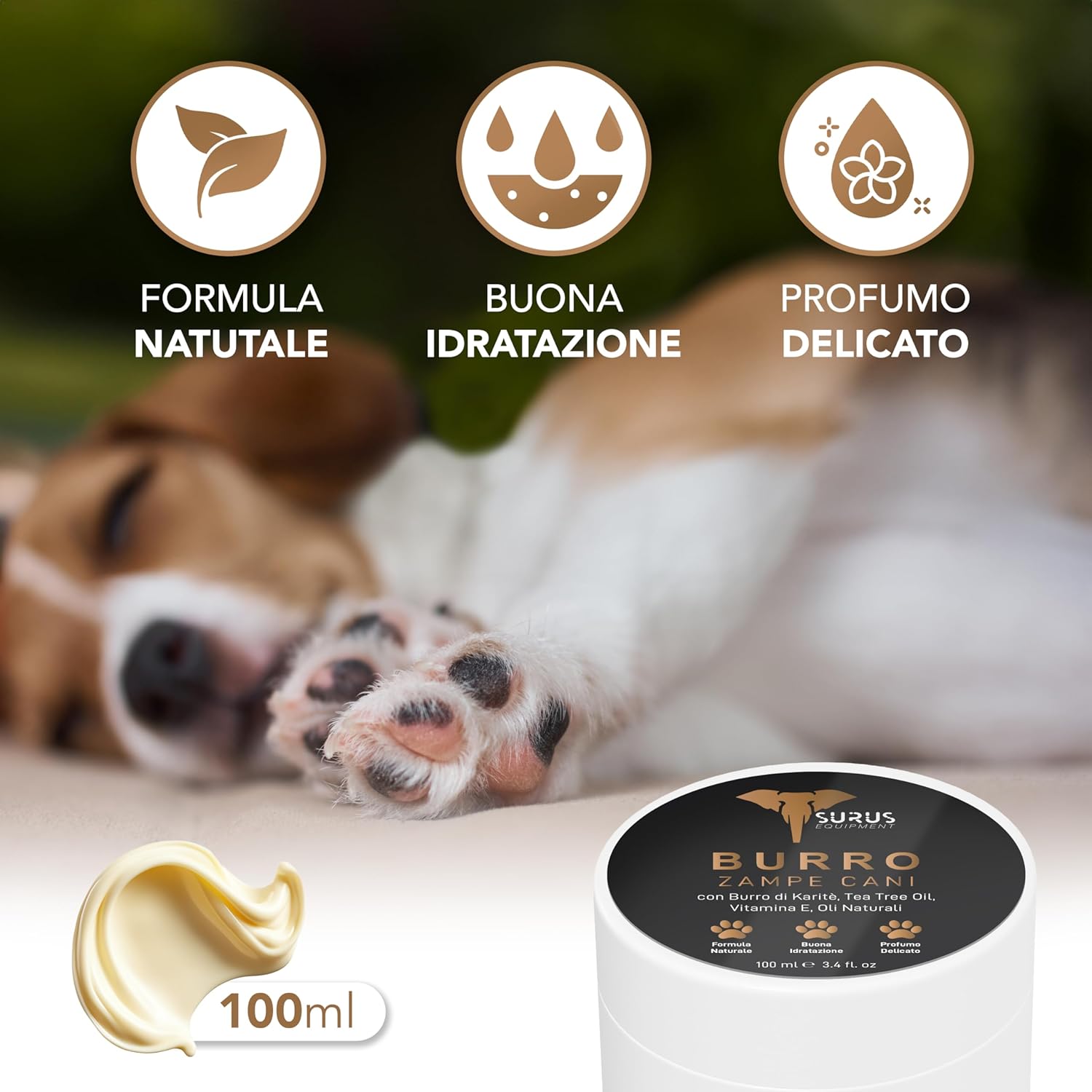 Detalle de SURUS EQUIPMENT Crema Polpastrelli Cane Naturale 100 ml – Protezione Idratante con Vitamina E, Burro di Karité e Cera d'Api