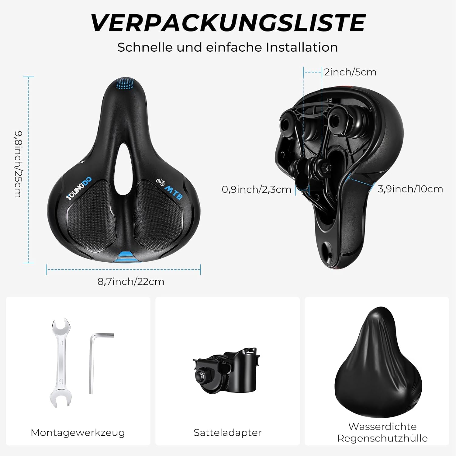 Detalle 2 de YOUNGDO Gel-Fahrradsattel – ergonomisch, komfortabel und atmungsaktiv