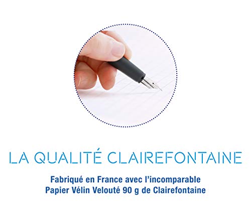 Detalle de Clairefontaine 309341C Cahier Grand Carreaux 24x32, 192 feuillets – Papier Velouté 90 g et couverture polyprop transparente