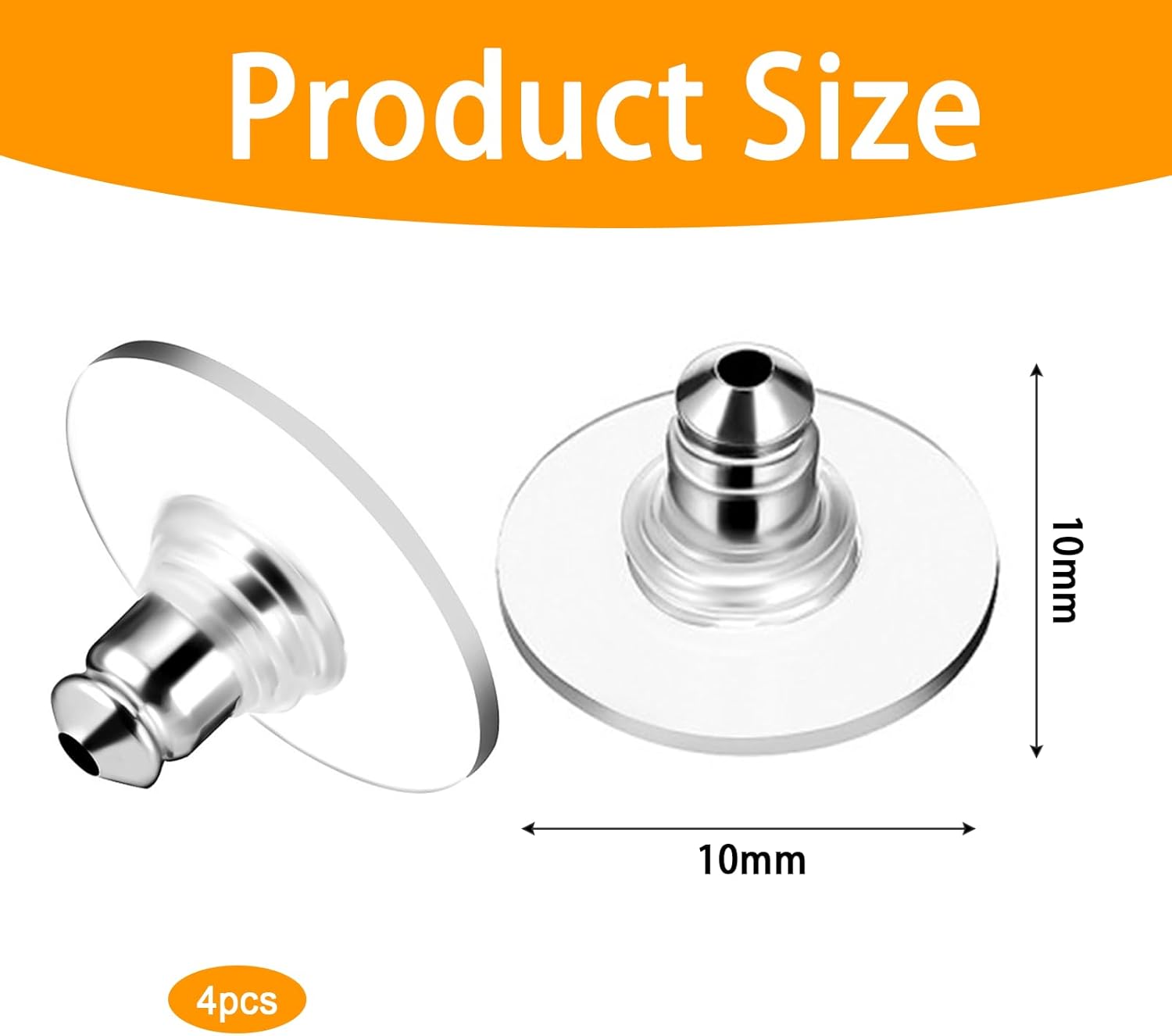 Thumbnail 1 de HEIZHU 100-Piece Earring Backs (Transparent Non-Slip Clutch Plugs) for Studs & Hoops