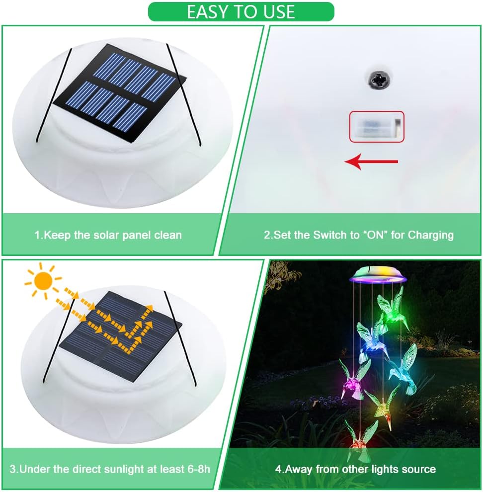 Detalle de Fohil Solar wind chime with 12 LEDs
