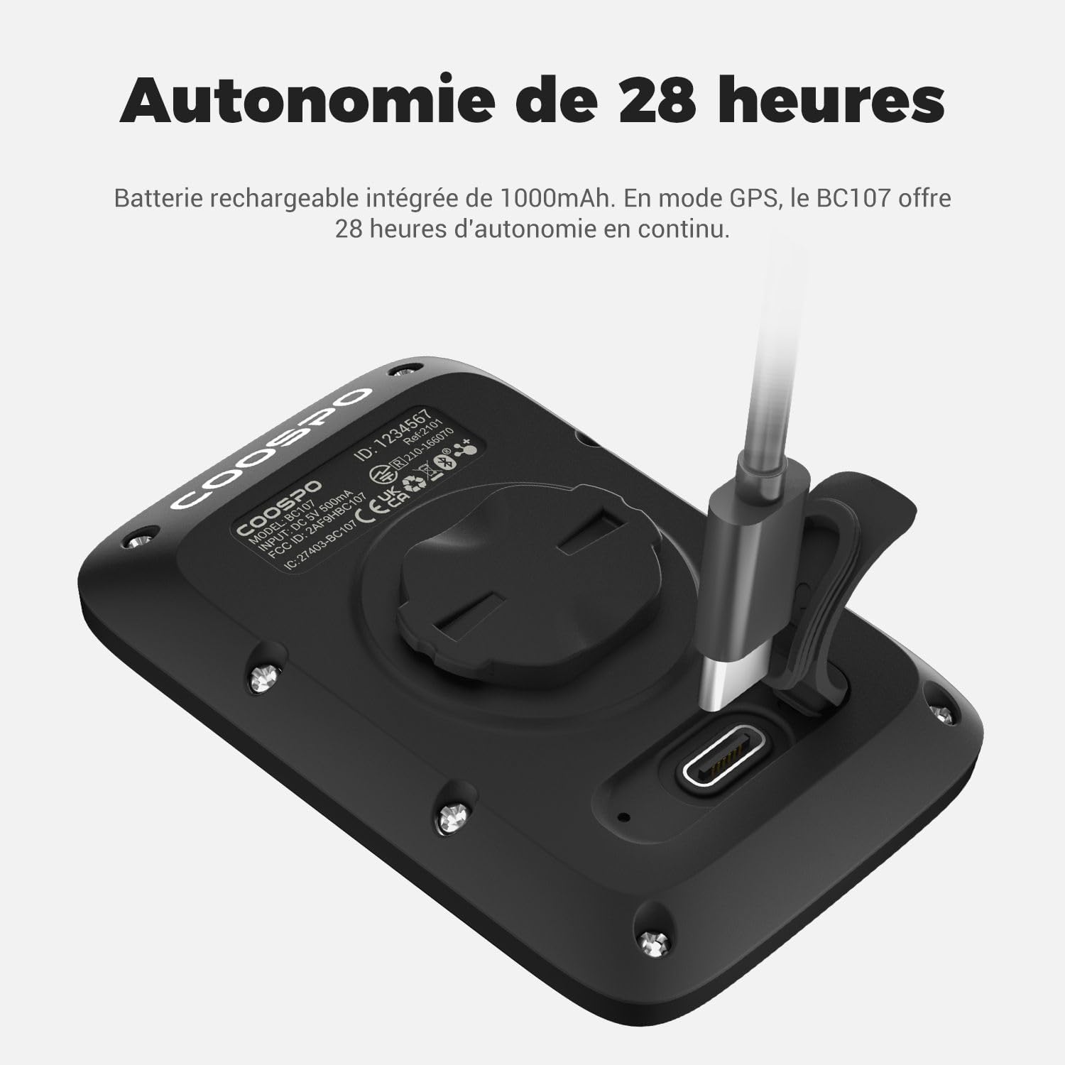 Detalle de COOSPO BC107: Compteur vélo sans fil Bluetooth 5.0 et ANT+ avec écran LCD 2,4