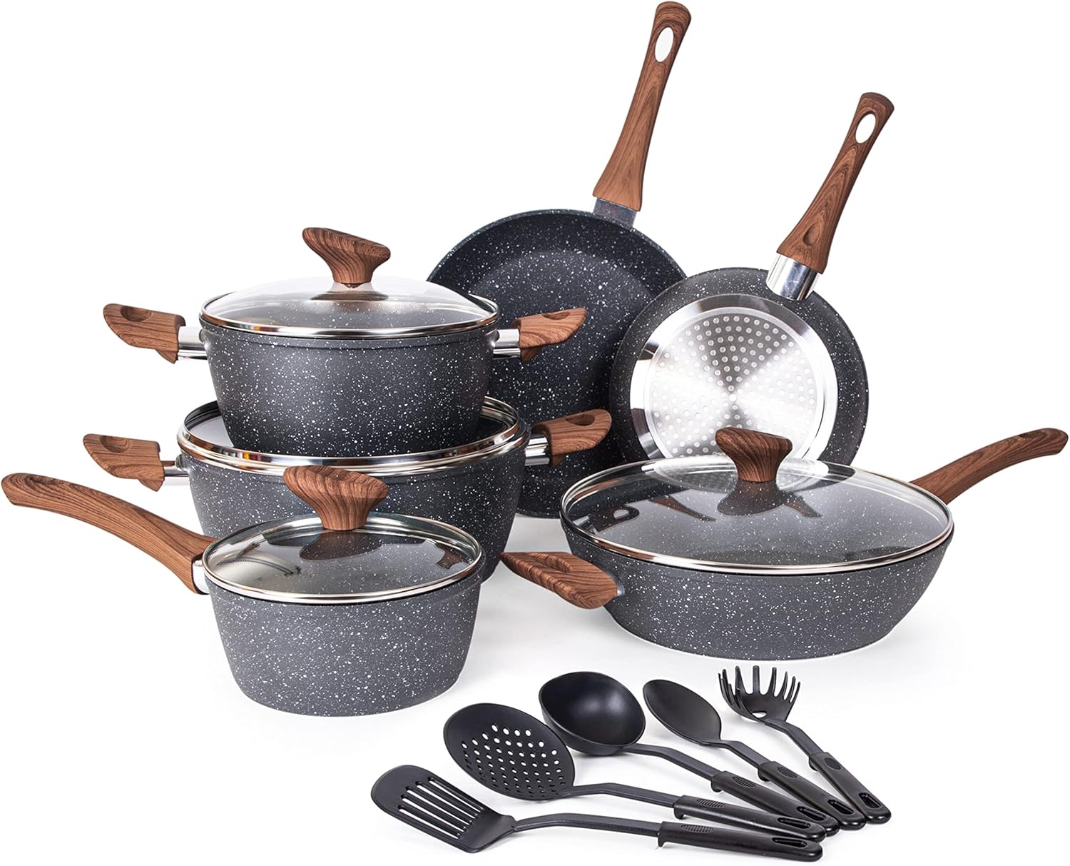 Detalle de Nuovva 15-piece non-stick cookware set