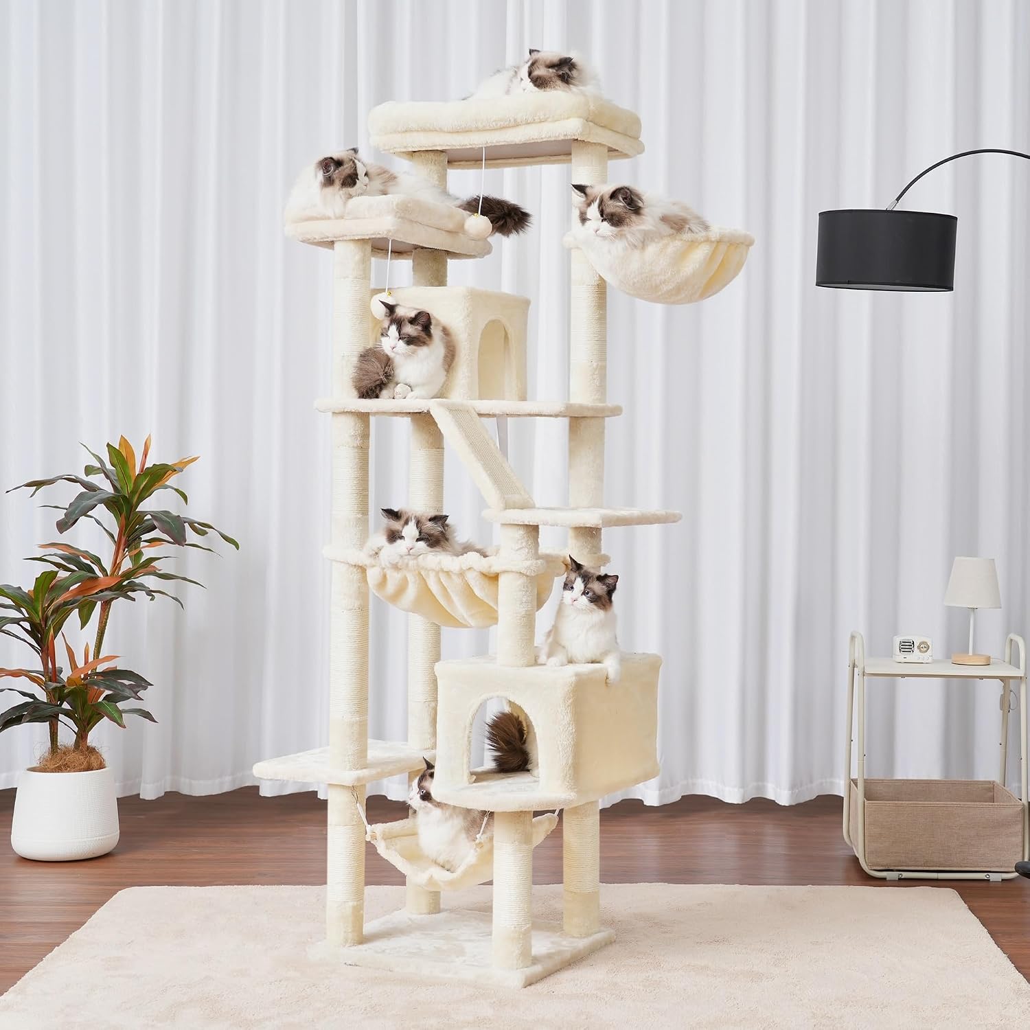 Thumbnail 1 de Heybly Cat Tree 180 cm Tall Tower for Indoor Cats (HCT034M) – Multi-Level, Sturdy and Easy to Assemble
