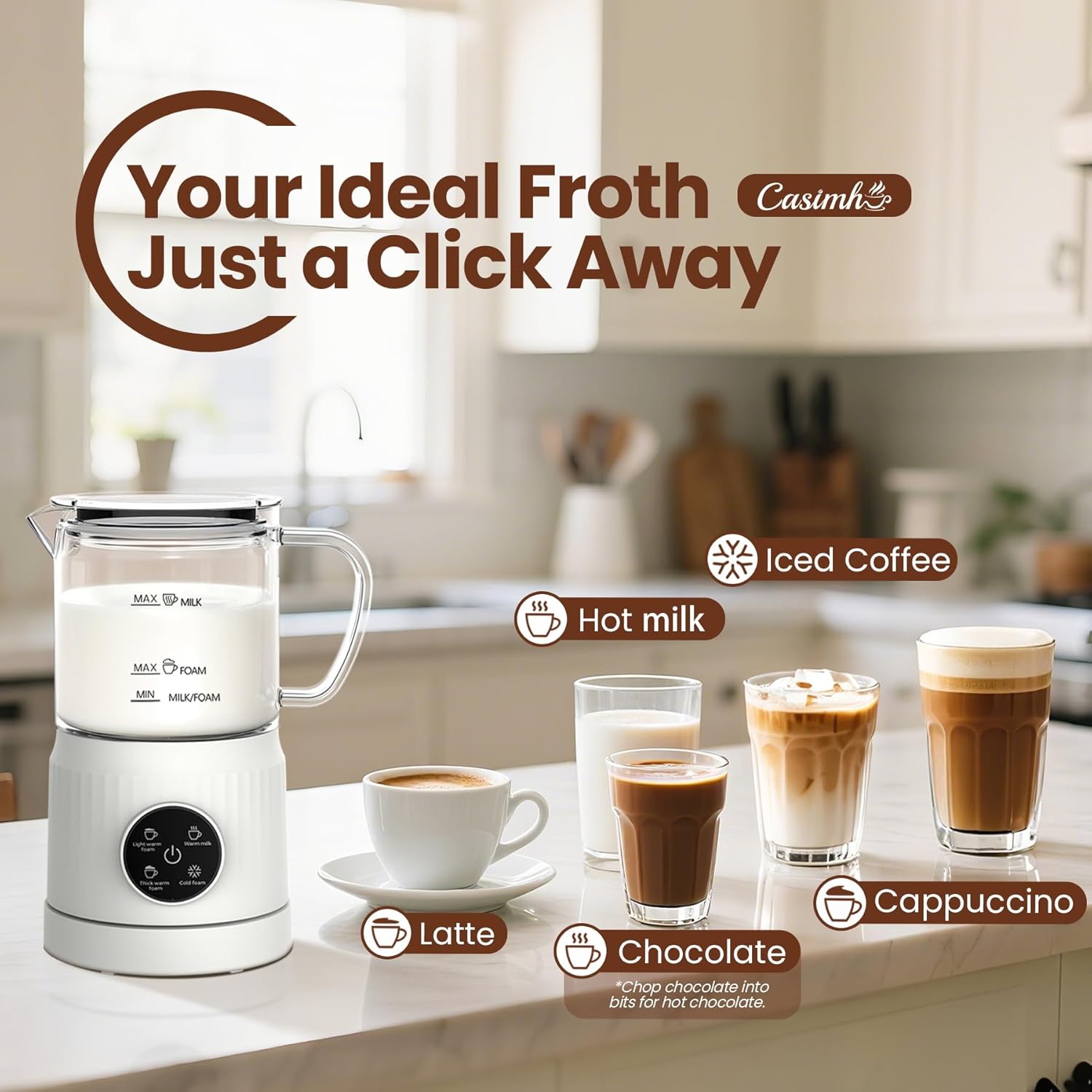 Detalle 2 de Casimhu 4-in-1 Milk Frother 13.52oz
