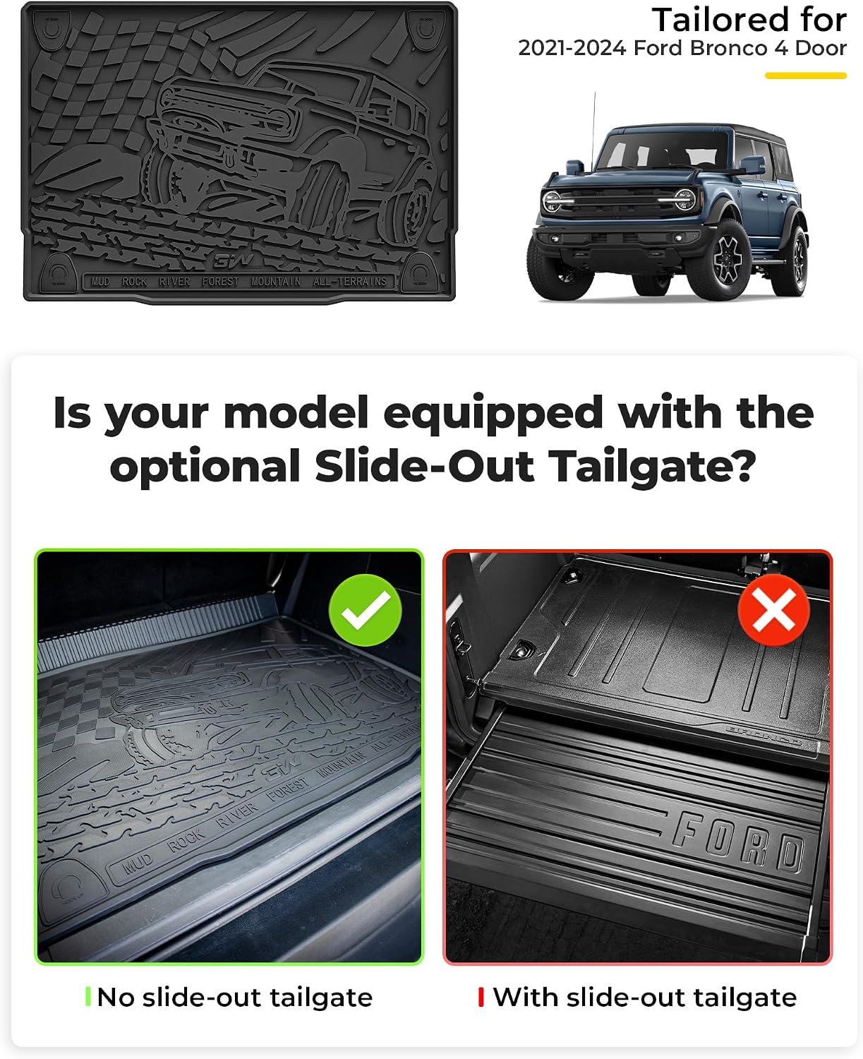 Thumbnail 3 de 3W Floor Liners for Ford Bronco 4-Door