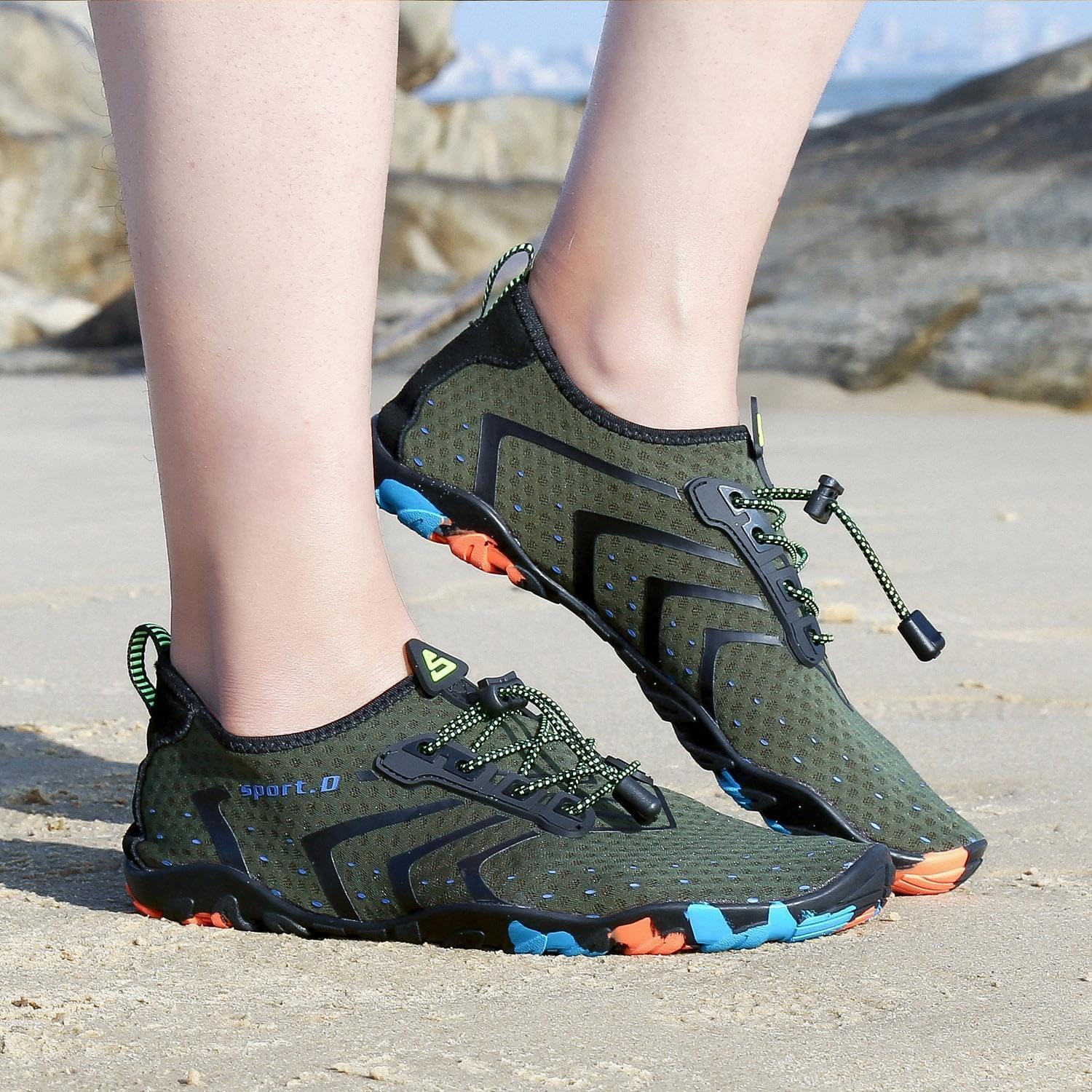 Detalle de SAGUARO Badeschuhe Damen & Herren – Schnelltrocknende Aquaschuhe für Strand, Surfen & Wassersport