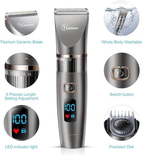 Detalle de Hatteker 3-in-1 Herren Haarschneidemaschine: Wasserdicht, langlebig und vielseitig