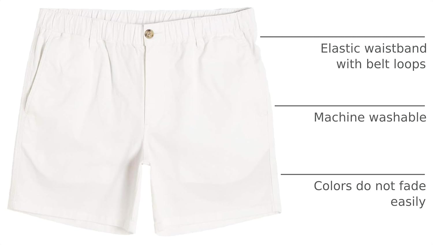 Detalle de Maamgic Men's Classic-Fit 5.5" Cotton Casual Shorts with Elastic Waistband and Multi-Pocket Design