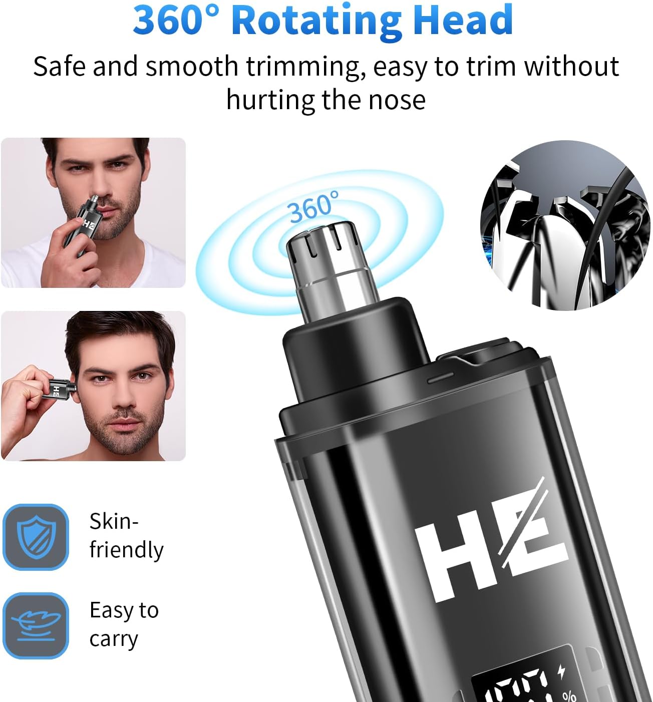 Detalle 2 de HIENA PRO Professional Hair Clippers Cordless LED Haircut Set (Clipper, Trimmer, Foil Shaver, Nose Trimmer)
